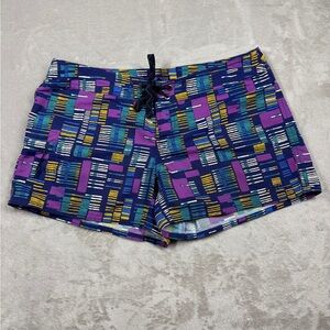 Patagonia Women’s Geometric Swim Purple Yellow Green Board Shorts Size 6